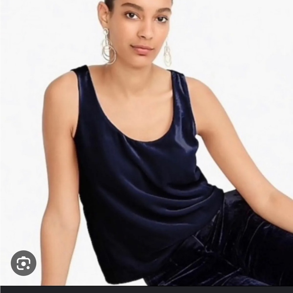 J Crew Navy Blue Velvet tank top